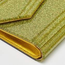 Jimmy Choo Neon Yellow Shimmer Acrylic Perspex Candy Chain Clutch