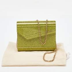 Jimmy Choo Neon Yellow Shimmer Acrylic Perspex Candy Chain Clutch
