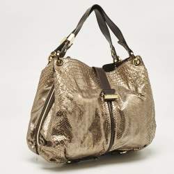 Jimmy Choo Gold/Brown Leather and Snakeskin Alex Shoulder Bag