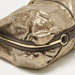 Jimmy Choo Gold/Brown Leather and Snakeskin Alex Shoulder Bag