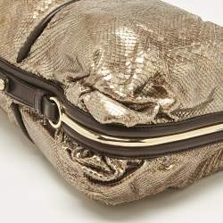 Jimmy Choo Gold/Brown Leather and Snakeskin Alex Shoulder Bag