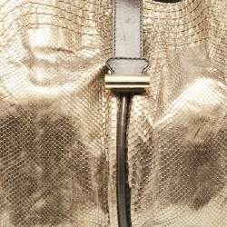 Jimmy Choo Gold/Brown Leather and Snakeskin Alex Shoulder Bag