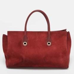 Jimmy Choo Red Suede and Leather Riley Tote