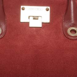 Jimmy Choo Red Suede and Leather Riley Tote
