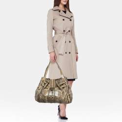 Jimmy Choo Beige Snakeskin and Suede Riki Tote