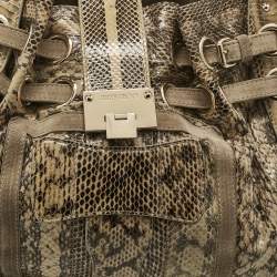 Jimmy Choo Beige Snakeskin and Suede Riki Tote