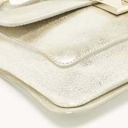 Jimmy Choo Gold Leather Rebel Flap Top Handle Bag