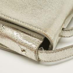 Jimmy Choo Gold Leather Rebel Flap Top Handle Bag