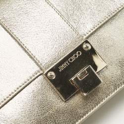 Jimmy Choo Gold Leather Rebel Flap Top Handle Bag