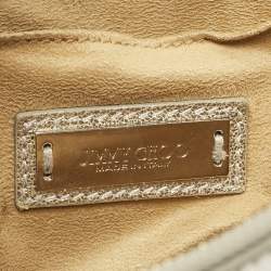 Jimmy Choo Gold Leather Rebel Flap Top Handle Bag