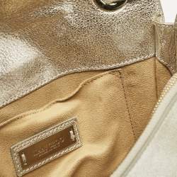 Jimmy Choo Gold Leather Rebel Flap Top Handle Bag