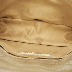 Jimmy Choo Gold Leather Rebel Flap Top Handle Bag