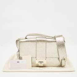Jimmy Choo Gold Leather Rebel Flap Top Handle Bag