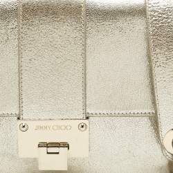 Jimmy Choo Gold Leather Rebel Flap Top Handle Bag