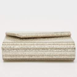 Pre Owned Jimmy Choo Silver Glitter Acrylic and Leather Candy Chain Clutch