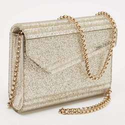 Pre Owned Jimmy Choo Silver Glitter Acrylic and Leather Candy Chain Clutch