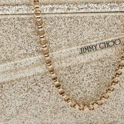 Pre Owned Jimmy Choo Silver Glitter Acrylic and Leather Candy Chain Clutch