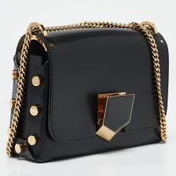 Jimmy Choo Black Leather Lockett City Shoulder Bag
