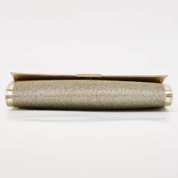 Jimmy Choo Gold Leather and Glitter Mesh Reese Continental Clutch