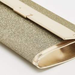 Jimmy Choo Gold Leather and Glitter Mesh Reese Continental Clutch