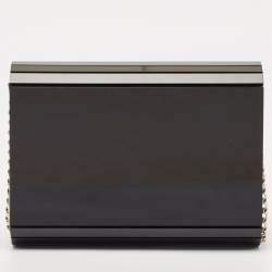Pre Owned Jimmy Choo Black Acrylic and Leather Candy Chain Clutch