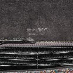 Pre Owned Jimmy Choo Pink Coarse Glitter Emmie Chain Clutch