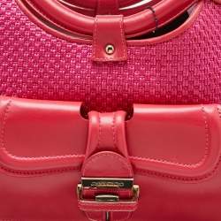 Jimmy Choo Pink Raffia and Leather Front Pocket Tote