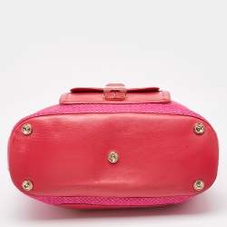 Jimmy Choo Pink Raffia and Leather Front Pocket Tote