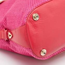 Jimmy Choo Pink Raffia and Leather Front Pocket Tote