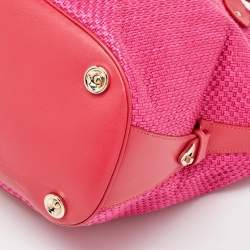 Jimmy Choo Pink Raffia and Leather Front Pocket Tote