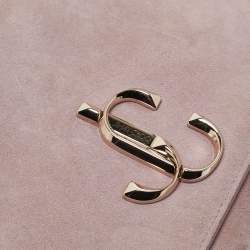 Jimmy Choo Old Rose Suede Varenne Chain Clutch