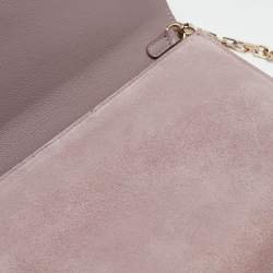 Jimmy Choo Old Rose Suede Varenne Chain Clutch