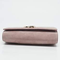 Jimmy Choo Old Rose Suede Varenne Chain Clutch