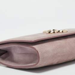 Jimmy Choo Old Rose Suede Varenne Chain Clutch
