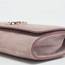 Jimmy Choo Old Rose Suede Varenne Chain Clutch