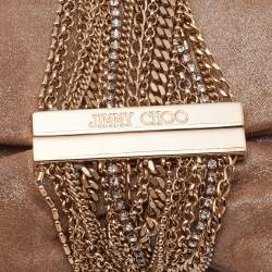 Jimmy Choo Gold Glitter Suede Chandra Clutch
