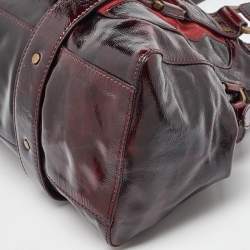Jimmy Choo Burgundy Patent Leather and Suede Malena Satchel