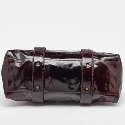 Jimmy Choo Burgundy Patent Leather and Suede Malena Satchel