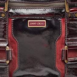 Jimmy Choo Burgundy Patent Leather and Suede Malena Satchel