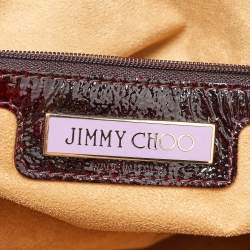 Jimmy Choo Burgundy Patent Leather and Suede Malena Satchel