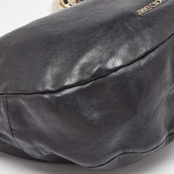 Jimmy Choo Black Leather and Python Small Solar Hobo