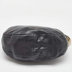 Jimmy Choo Black Leather and Python Small Solar Hobo