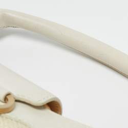 Jimmy Choo White/Beige Leather and Raffia Tulita Shoulder Bag