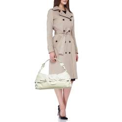 Jimmy Choo White/Beige Leather and Raffia Tulita Shoulder Bag