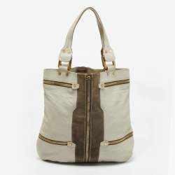 Jimmy Choo Two Tone Grey Leather and Suede Large Mona Tote