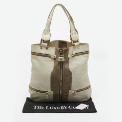 Jimmy Choo Two Tone Grey Leather and Suede Large Mona Tote