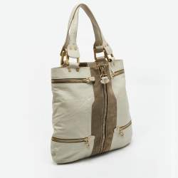 Jimmy Choo Two Tone Grey Leather and Suede Large Mona Tote