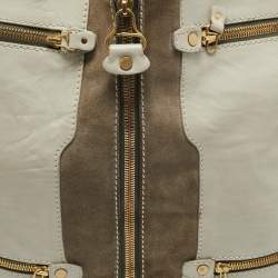 Jimmy Choo Two Tone Grey Leather and Suede Large Mona Tote