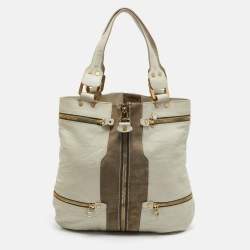 Jimmy Choo Two Tone Grey Leather and Suede Large Mona Tote