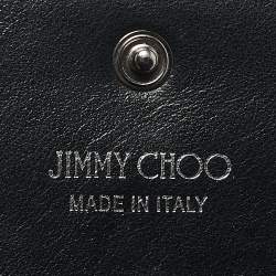 Jimmy Choo Black Croc Embossed Leather Hanne Crystals Compact Wallet